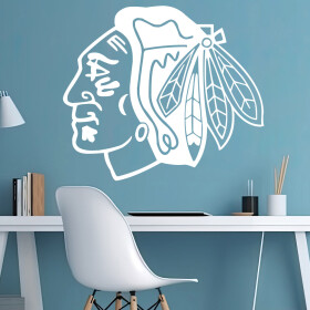 Veselá Stena Samolepka Hokejový tím Chicago Blackhawks Farba: bílá, Veľkosť: 100 x 87 cm
