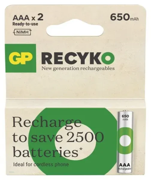GP ReCyko 650 AAA (HR03) / Nabíjacie batérie / NiMH / 2ks (1032122062)