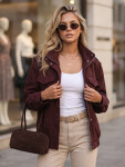 Dámska semišová bunda typu bomber v bordovej farbe od FashionStreet TY5915 S