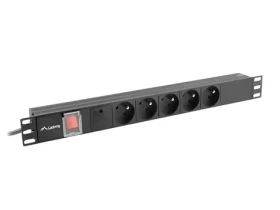 Lanberg PDU čierna / Zásuvková lišta do racku / 1U / 19" / 5x zásuvka / 16 A / 2 m (PDU-05E-0200-BK)