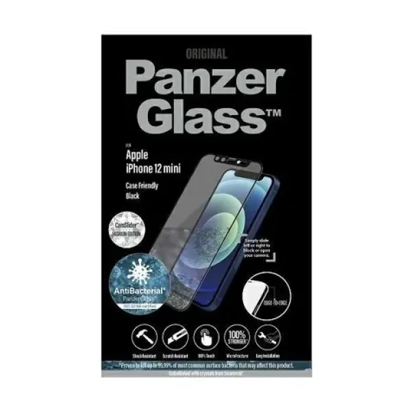 PanzerGlass Tvrdené sklo Case Friendly CamSlider Swarovski AB pre Apple iPhone 12 mini čierna (2716)