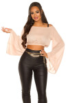 Sexy KouCla Chiffon Latina Crop Top bat sleeves MINT S