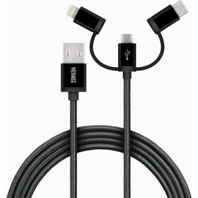 YENKEE YCU 400 BK Kábel USB-A (M) - Micro USB (M) amp; USB-C (M) amp; Lightning (M) 1m čierna (8590669272723)