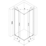 MEXEN - Exo štvorcový posuvný sprchovací kút 95 x 95, transparent, chróm 8111-095-095-01-00