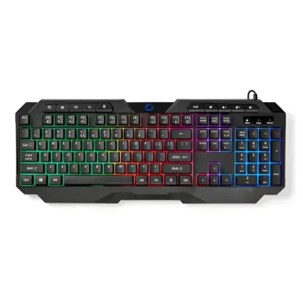 Nedis US herná klávesnica / Klávesnica / membránová / LED podsvietenie / USB-A / kábel 1,3 m / US (GKBD110BKUS)