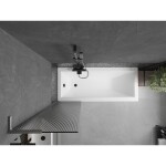 MEXEN/S - Next L vaňová zástena FIX 50 x 150, prúžky, grafit kartáčovaná 895-050-000-03-09-66