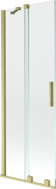 MEXEN/S - Velar Dvojkrídlová posuvná vaňová zástena 75 x 150, transparent, zlatá kartáčovaná 896-075-000-01-55