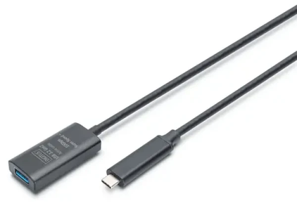 Digitus USB-C - USB-A čierna / Predlžovací kábel / Aktívny / USB 3.2 Gen2 10 Gbps / 5 m (DA-73113)