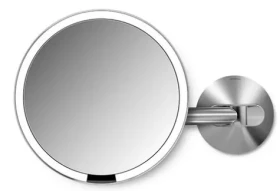 Simplehuman Kozmetické zrkadlo na stenu matný nerez / Sensor / LED osvetlenie / 5x / sieťové (ST3003)