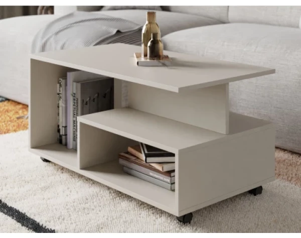Konferenčný stolík na kolieskach Astor, béžová kašmír%