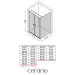 CERANO - Sprchovací kút Antelo L - Ľ/P - 6 mm - čierna matná, transparentné sklo - 140x100 - otočný CER-666385