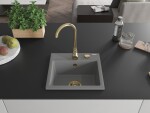 MEXEN/S MEXEN/S - Milo granitový drez 1 435 x 410 mm, sivá, + zlatý sifón 6505441000-71-G