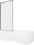 MEXEN/S - Cubik obdĺžniková vaňa 150 x 70 cm s panelom + vaňová zástena 90, čierna vzor 550315070X9509007070