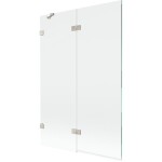 MEXEN/S - Lunar vaňová zástena 2-krídlová ľavá 120 x 150, transparent, nikel kartáčovaný 897-120-100-97-00-L