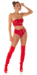 Sexy Koucla Latex look bandeau top with zip red L