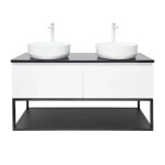 Kúpeľňová skrinka so žulovou krycou doskou SAT B-Way 119x30x45 cm biela lesk BWAY120WZUBF BWAY120WZUBF