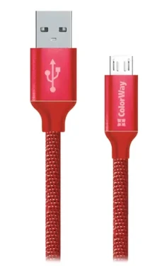 Colorway červená / Dátový kábel / USB-A - Micro USB / 2,1 A / 1 m (CW-CBUM002-RD)