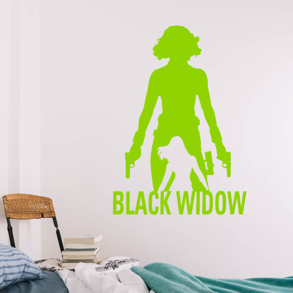 Veselá Stena Samolepka Black Widow silueta Farba: zelená, Veľkosť: 40 x 56 cm