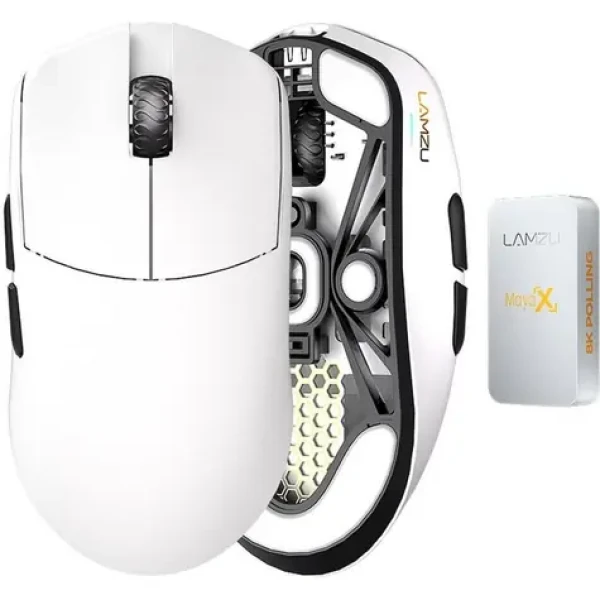 Lamzu Maya X biela / Bezdrôtová herná myš / 30000 DPI / USB-C 2.4GHz (6975637430091)