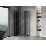 MEXEN/S - Mist-F Duo sprchovací kút skladacie dvere 80 x 80, čierna okraj, čierna 8A6-080L-080P-70-70