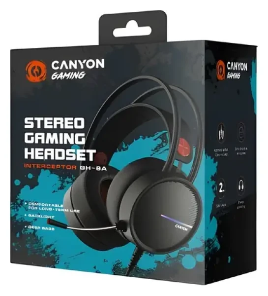 Canyon GH-8A Interceptor čierna / Herný headset / USB / 2x 3.5mm jack (CND-SGHS8A)