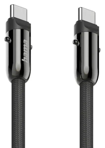 HAMA USB-C 2v1 čierna / Kábel a remienok na telefón / USB-C - USB-C / 1,2 m / rýchle nabíjanie