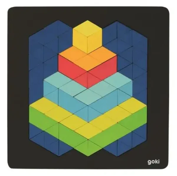 GOKI Drevené puzzle Pyramída 3D efekt