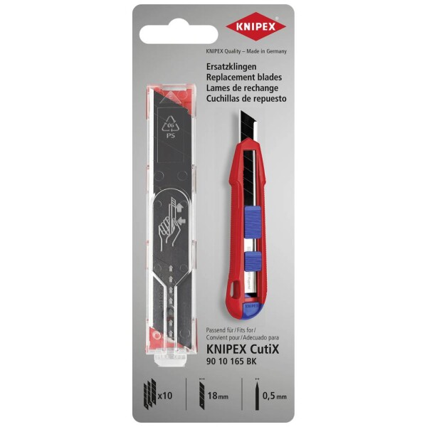 Náhradné nože 18mm pre odlamovací nôž CutiX 10ks KNIPEX 90 10 165 E02