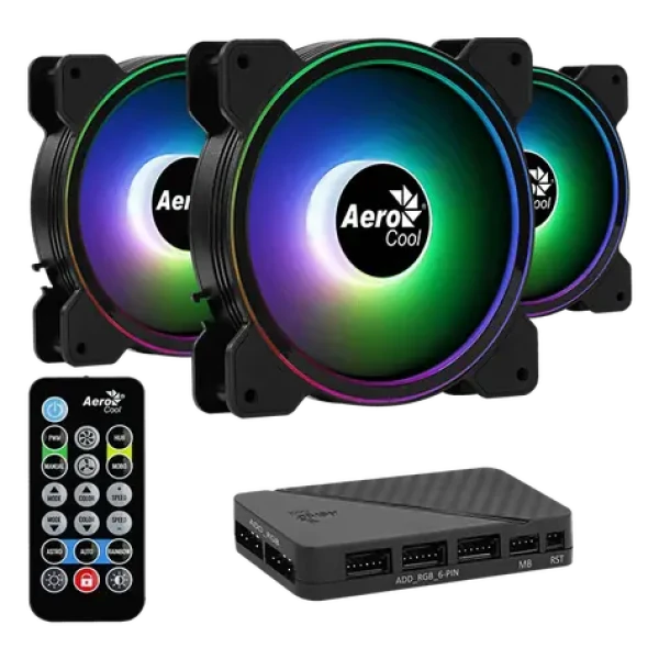 AeroCool Saturn 12F ARGB Pro / sada ventilátorov / 120mm / ARGB / húb / ovládač (AEROPGSSATURN12F-A-P)