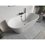 MEXEN/S - Oris voľne stojaca vaňa nástenná reliéf 170 x 80, biela, sifón a prepad čierna 52871708000-70