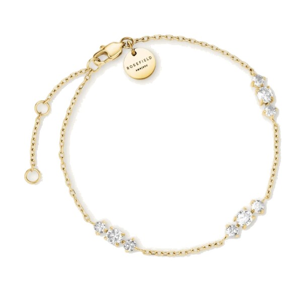 Rosefield Pozlátený náramok s čírymi kryštálmi Triple JBTCG-J1020