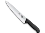 VICTORINOX Fibrox Kuchársky nôž 25 cm čierna / vrúbkované ostrie (5.2033.25)