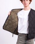 Taion Unisex Military Zip V-Neck Down Vest BLACK S
