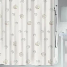 Spirella ATLANTIS biely / Sprchový záves / motív mušlí / 180 x 180 cm / polyester