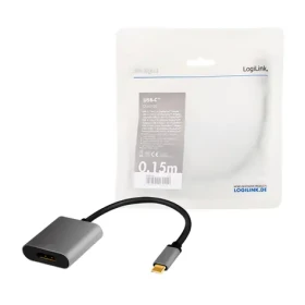 LogiLink USB-C na DisplayPort čierna / Adaptér / USB 3.2 Gen1 / 4K 120 Hz / 0,15 m (CUA0102)