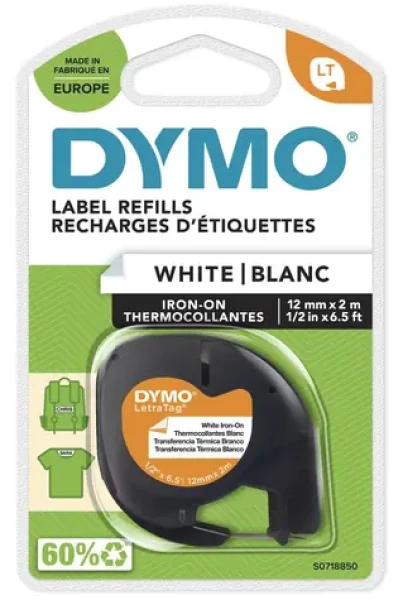 Dymo LetraTag Iron-On páska čierna / Páska do tlačiarne štítkov / žehliaca na textil / nylonová / 2 m (S0718850)