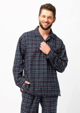 Pánske pyžamo Key MNS 480 B25 dĺžka/r M-2XL so zipsom tmavě modrá M