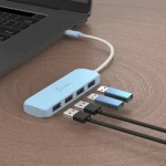 J5Create Eco-Friendly USB-C Hub azúrová / USB-C hub / 4X USB-A / USB 3.2 Gen 2 / recyklovaný plast (JCH341EC-N)