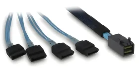 Inter-tech 88885670 čierna/modrá / Kábel / SFF-8643 - 4X SATA / 12 Gb/s / 50 cm (88885670)