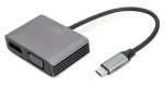 Digitus čierna / Adaptér / USB-C - DisplayPort/VGA / 4K/30Hz / 20 cm (DA-70827)