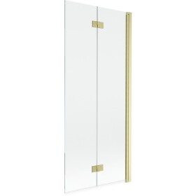 MEXEN - MIST vaňová zástena 80x150 cm 6mm 2-s, zlatá kartáčovaná, číra, pravá 8A9-080-002-55-00-P