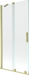 MEXEN/S - Velar Dvojkrídlová posuvná vaňová zástena 95 x 150, transparent, zlatá kartáčovaná 896-095-000-01-55