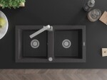 MEXEN/S MEXEN/S - Mario granitový drez 2-bowly vrátane batérie Rita, čierny kropenatý 6504-76-670300-00