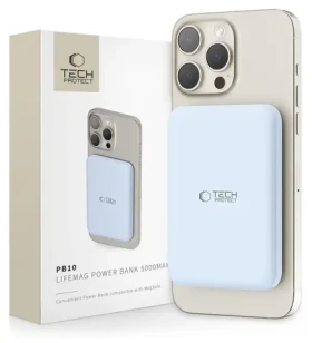Tech-Protect LifeMag PB10 modrá / Powerbanka / MagSafe / 5000 mAh / 15W / USB-C