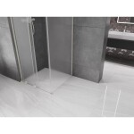 MEXEN/S - Velar L sprchovací kút, posuvné dvere 90 x 90, dekor, nikel kartáčovaný 871-090-090-33-97