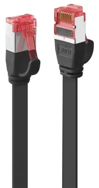 Lindy Cat6 U/FTP plochý čierna / Patch kábel / RJ-45 / 5 m / 250 MHz (47574)