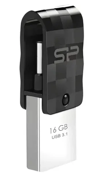 Silicon Power Mobile C31 16GB čierna / Flash disk / USB 3.2 Gen 1 / USB-A + USB-C (SP016GBUC3C31V1K)