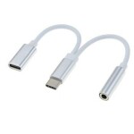 PremiumCord Prevodník USB-C na audio konektor jack 3,5mm female + USB typ C konektor na nabíjanie (8592220019235)