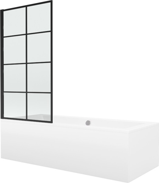MEXEN/S - Cube obdĺžniková vaňa 170 x 80 cm s panelom + vaňová zástena 70, čierna vzor fix 550517080X9307007077