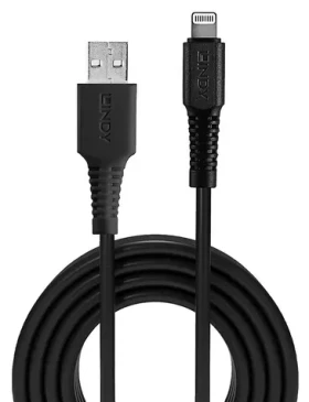Lindy USB-A - Lightning 3 m čierna / Nabíjací a dátový kábel / MFi certifikácia / USB 2.0 / 480 Mbit/s (31322)